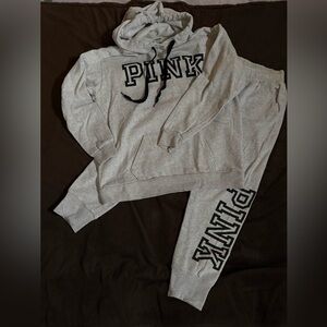 Pink Victoria’s Secret Hoodie and Jogger Set